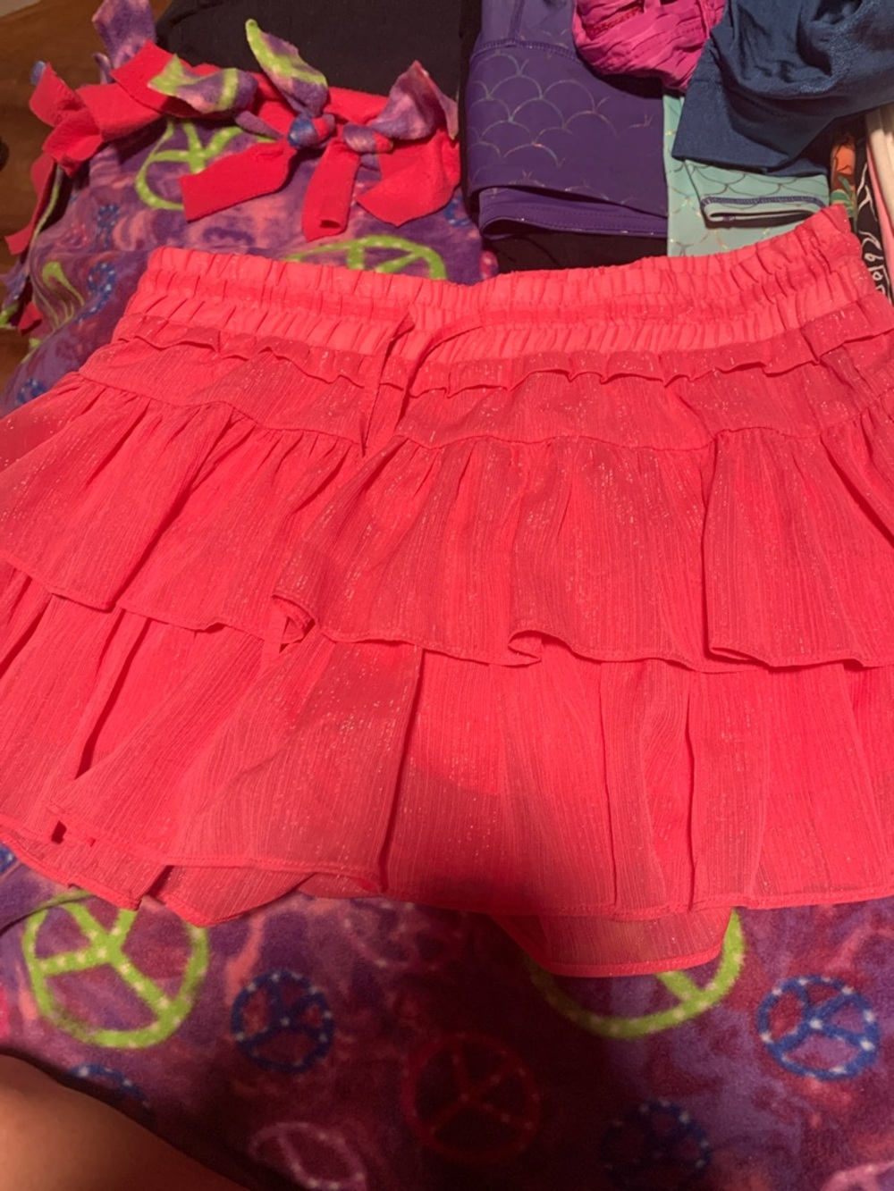 Bright Pink Tiered Ruffle Skirt